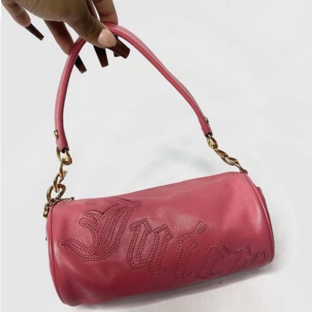 Vintage juicy couture pink leather barrel bag.
